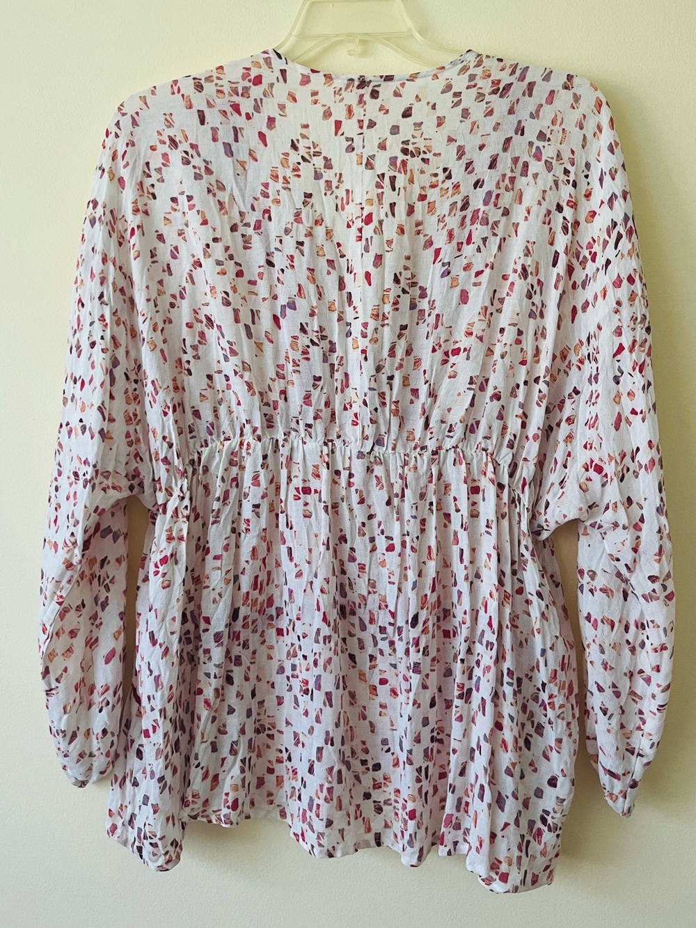 Miss Me Lace Up Babydoll Top Medium Flowy Peasant Boho Blouse 3/4 Sleeve - Picture 2 of 5
